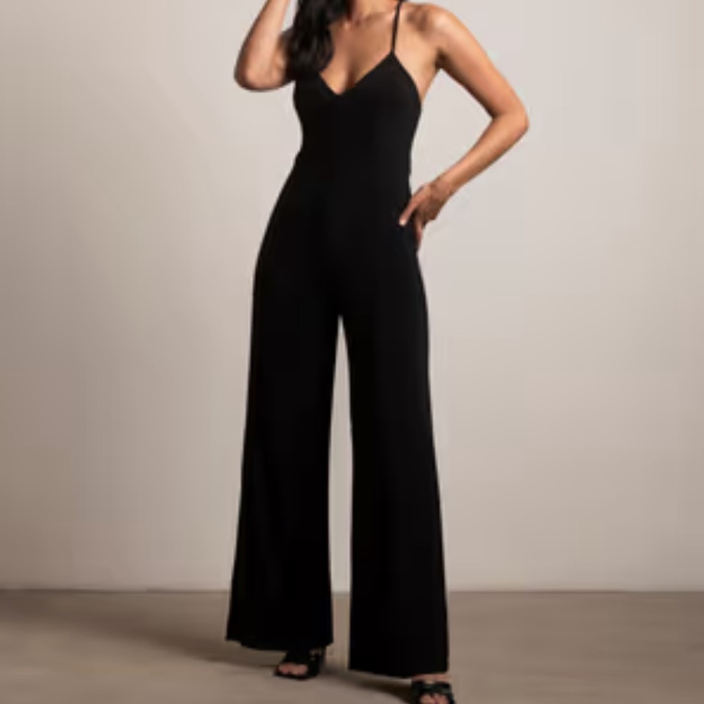 Nwot Bardot Spagetti Strap Black Jumpsuit Xs Lined Pockets Classy Sophisticated